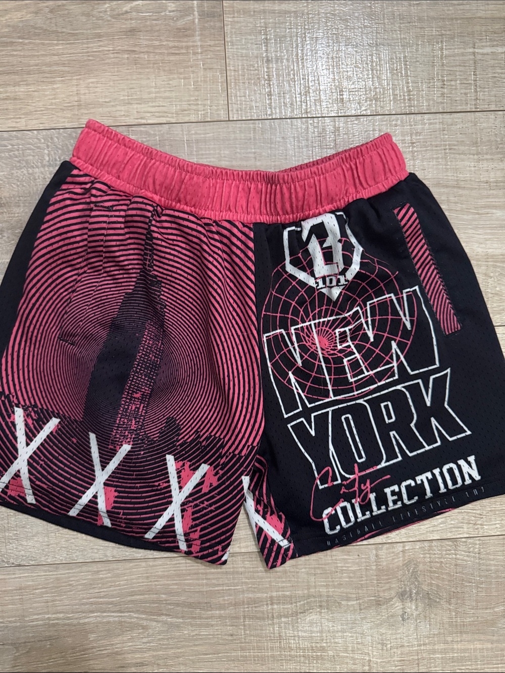 Boys’ Black and Pink Graphic Athletic Shorts